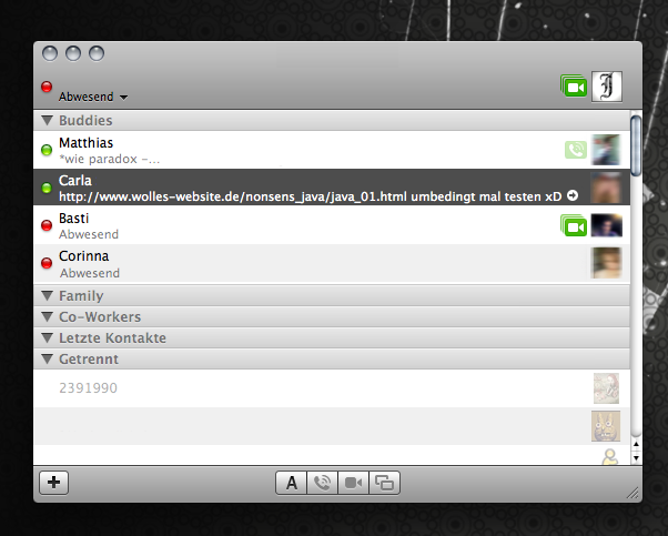 iChat status